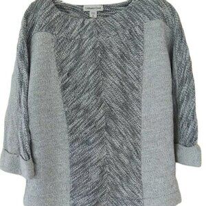 Coldwater Creek Marled Gray Cotton Sweater Women's XS Cuffed Sleeves